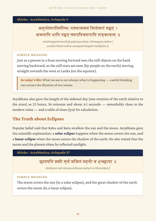 Science of Ancient India: shloka + simple meaning